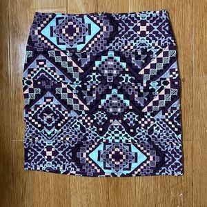 NWOT Women's Purple Multicolored Abstract Print Bodycon Mini Pencil Style Skirt